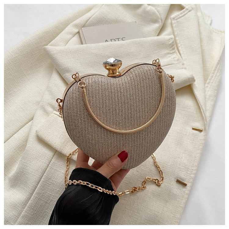 Shiny Heart Shape Evening Clutch Bag