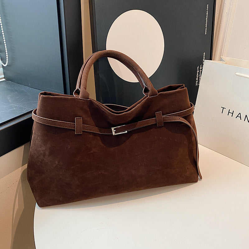 Decorative Solid Faux Suede Handbag