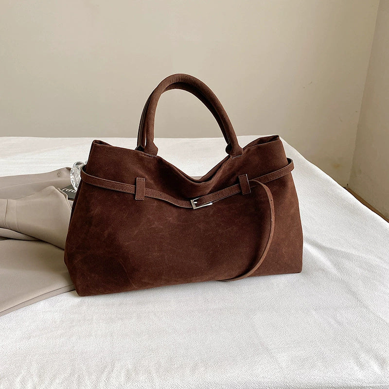 Decorative Solid Faux Suede Handbag