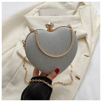 Shiny Heart Shape Evening Clutch Bag
