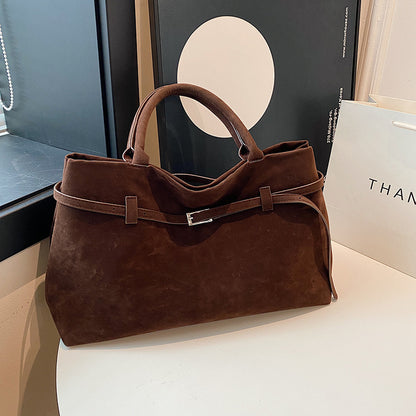 Decorative Solid Faux Suede Handbag