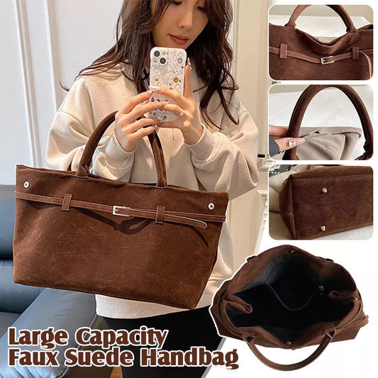 Decorative Solid Faux Suede Handbag